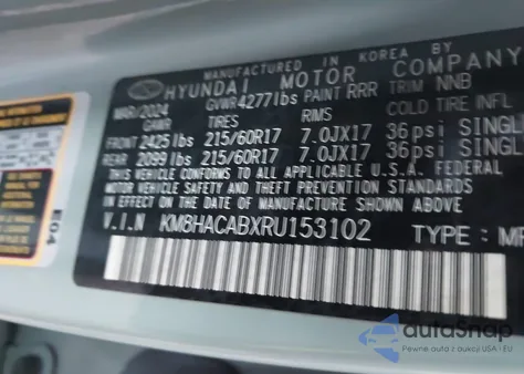 2024 Hyundai Kona Se из США, поврежденный, VIN KM8HACABXRU153102